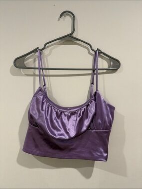 H&M Purple Satin Cropped Tank Top